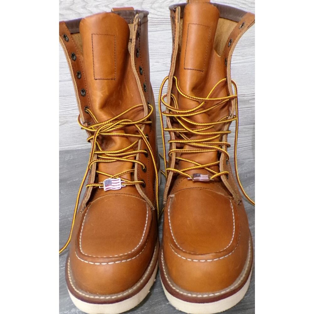 Vtg Red Wing Boots 10.5C Leather Moc Toe 10877 8” Heritage Made in USA New FLAG - Picture 5 of 16